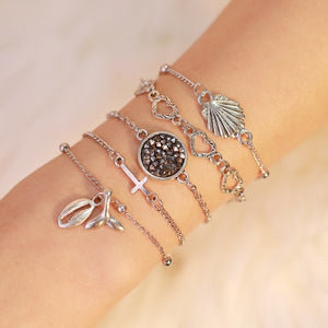 accesorios mujer Bohemian charm bead Bracelet Women tassel heart tree bijoux acier inoxydable femme Sets Jewelry armband