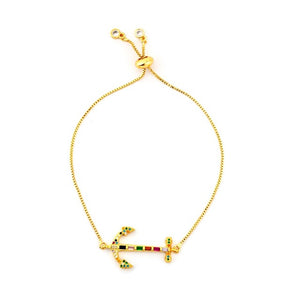 Hot Gold Zirconia Bracelet&bangle Women's Rainbow Shell Bracelet Luxury Adjustable heart Evil Eye Snake Chain Bracelet