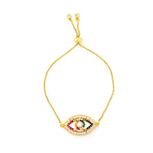 Load image into Gallery viewer, Hot Gold Zirconia Bracelet&amp;bangle Women&#39;s Rainbow Shell Bracelet Luxury Adjustable heart Evil Eye Snake Chain Bracelet