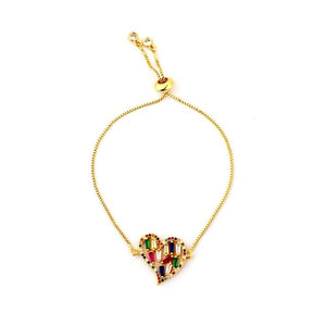 Hot Gold Zirconia Bracelet&bangle Women's Rainbow Shell Bracelet Luxury Adjustable heart Evil Eye Snake Chain Bracelet