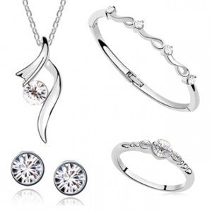 Fashion austrian crystal pendant Necklace/Earring/Bracelet/Ring women Stars shining bride wedding Jewelry Sets