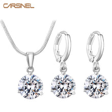 Load image into Gallery viewer, CARSINEL 21 Colors Jewelry Sets for Women Round Cubic Zircon Hypoallergenic Copper Necklace/Earrings Jewelry Sets Wholesale