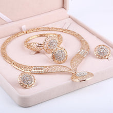 Load image into Gallery viewer, Dubai Gold Jewelry Sets Nigerian Wedding African Beads Crystal Bridal Jewellery Set Rhinestone Ethiopian Jewelry parure