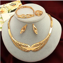 Load image into Gallery viewer, Dubai Gold Jewelry Sets Nigerian Wedding African Beads Crystal Bridal Jewellery Set Rhinestone Ethiopian Jewelry parure