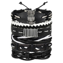 Load image into Gallery viewer, IF ME Vintage Leaf Feather Multilayer Leather Bracelet Men Fashion Braided Handmade Star Rope Wrap Bracelets &amp; Bangles Male Gift