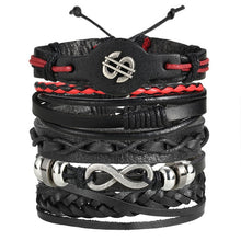 Load image into Gallery viewer, IF ME Vintage Leaf Feather Multilayer Leather Bracelet Men Fashion Braided Handmade Star Rope Wrap Bracelets &amp; Bangles Male Gift