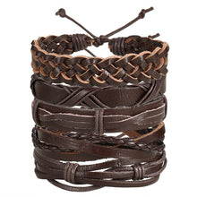 Load image into Gallery viewer, IF ME Vintage Leaf Feather Multilayer Leather Bracelet Men Fashion Braided Handmade Star Rope Wrap Bracelets &amp; Bangles Male Gift