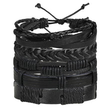 Load image into Gallery viewer, IF ME Vintage Leaf Feather Multilayer Leather Bracelet Men Fashion Braided Handmade Star Rope Wrap Bracelets &amp; Bangles Male Gift