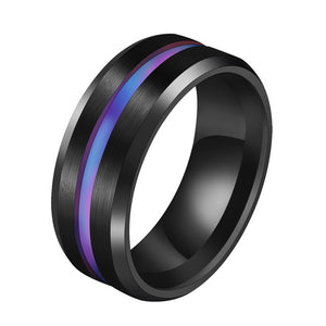 Letdiffery Hot Sale Groove Rings Black Blu Stainless Steel Midi Rings For Men Charm Male Jewelry Dropshipping