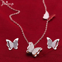 Load image into Gallery viewer, Jisensp Stainless Steel Jewelry Set Butterfly Necklace for Women Elegant Animal Necklace Earrings Sets Choker Necklaces bijoux