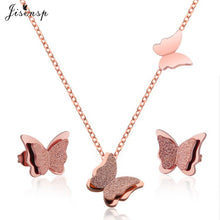 Load image into Gallery viewer, Jisensp Stainless Steel Jewelry Set Butterfly Necklace for Women Elegant Animal Necklace Earrings Sets Choker Necklaces bijoux