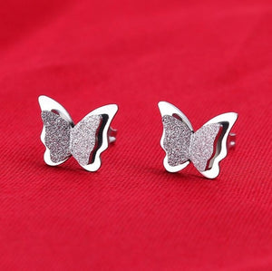 Jisensp Stainless Steel Jewelry Set Butterfly Necklace for Women Elegant Animal Necklace Earrings Sets Choker Necklaces bijoux