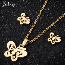 Load image into Gallery viewer, Jisensp Stainless Steel Jewelry Set Butterfly Necklace for Women Elegant Animal Necklace Earrings Sets Choker Necklaces bijoux