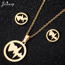 Load image into Gallery viewer, Jisensp Stainless Steel Jewelry Set Butterfly Necklace for Women Elegant Animal Necklace Earrings Sets Choker Necklaces bijoux