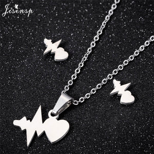 Jisensp Stainless Steel Jewelry Set Butterfly Necklace for Women Elegant Animal Necklace Earrings Sets Choker Necklaces bijoux