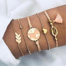 Load image into Gallery viewer, DIEZI Bohemian Grey Pink Rope Chain Bracelets Bangles For Women Star Ocean Moon Color Heart Charm Bracelets Sets Jewelry Gifts