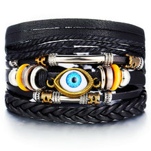 Load image into Gallery viewer, IF ME Vintage Leaf Feather Multilayer Leather Bracelet Men Fashion Braided Handmade Star Rope Wrap Bracelets &amp; Bangles Male Gift
