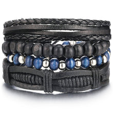 Load image into Gallery viewer, IF ME Vintage Leaf Feather Multilayer Leather Bracelet Men Fashion Braided Handmade Star Rope Wrap Bracelets &amp; Bangles Male Gift