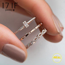 Load image into Gallery viewer, 17IF 3Pcs/Set Fashion Geometry Intersect Crystal Rings Set For Women Girls Engagement Wedding Rings Female Party Jewelry Gifts