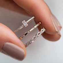 Load image into Gallery viewer, 17IF 3Pcs/Set Fashion Geometry Intersect Crystal Rings Set For Women Girls Engagement Wedding Rings Female Party Jewelry Gifts