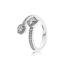 Load image into Gallery viewer, Original 925 Silver Ring Pave Logo Signature Classic Lotus Rice Ear Bow Crystal Round Open Finger Ring For Women Jewelry