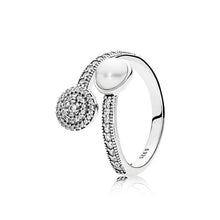 Load image into Gallery viewer, Original 925 Silver Ring Pave Logo Signature Classic Lotus Rice Ear Bow Crystal Round Open Finger Ring For Women Jewelry